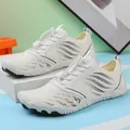 White quick-dry barefoot water shoes with breathable mesh and black rubber sole - EU 35 / White