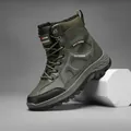 Army green high-top outdoor hiking boots for women with warm fleece lining and non-slip sole - 37 / Army Green