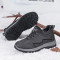 Grey winter snow boots for men and women with warm plush lining and non-slip rubber soles - EU 35 / Gray