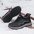 Men's black winter snow boots with warm faux fur lining and non-slip rubber soles - EU 35 / Black