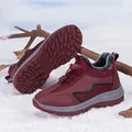 Winter snow boots in wine red featuring plush warm lining and drawstring closure - EU 35 / Wine Red