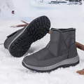 Deep grey winter snow boots with quilted waterproof fabric and thick warm lining - EU 35 / Gray