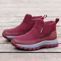 Winter waterproof snow boots in burgundy color with anti-slip rubber soles for warmth - EU 35 / Burgundy