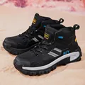 Durable black outdoor tactical boots with HJY logo and anti-slip thick rubber sole - EU 39 / Black