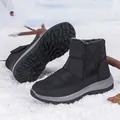 Black waterproof winter snow boots with warm faux fur lining and non-slip rubber soles - EU 35 / Black