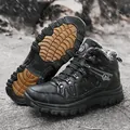 Men's black high-top outdoor snow boots with warm faux-fur lining and non-slip soles - EU 38 / Black