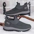 Waterproof charcoal grey high-top winter boots with warm faux fur lining and slip-on design - EU 35 / Gray