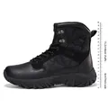 Black leather tactical combat boots with 15.2cm shaft and thick 4cm slip-resistant sole - EU 39 / Black