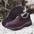 Men's winter snow boots in burgundy with warm gray plush lining and non-slip sole - EU 38 / Wine Red