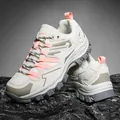 Beige and pink breathable mesh outdoor hiking shoes for women with rugged non-slip soles - EU 37 / Pink