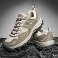 Men's khaki mesh breathable outdoor hiking shoes with durable rubber traction outsole - EU 39 / Brown