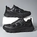 All-black trendy outdoor trekking shoes with chunky rubber sole and breathable mesh - EU 39 / Black