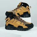Men's high-top outdoor hiking shoes in khaki and black with durable non-slip soles - EU 37 / Brown