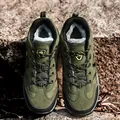 Army green fleece-lined hiking boots with durable nubuck leather and non-slip soles - EU 36 / Green