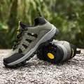 Bottes de randonnée vert olive et noir avec semelles antidérapantes épaisses pour l'extérieur - 36 / Vert