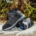 Black high-top winter hiking boots with warm fleece lining and anti-slip soles - EU 36 / Gray