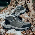 Men's dark gray winter hiking boots with warm fleece lining and anti-slip rubber sole - EU 36 / Gray
