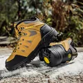 Winter high-top outdoor hiking boots in yellow with warm lining and non-slip soles - EU 36 / Brown