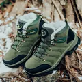Army green winter snow boots with warm faux fur lining and durable non-slip soles - EU 36 / Green