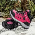 Women's rose red waterproof winter hiking boots with warm fleece lining and anti-slip sole - EU 36 / Rose Red