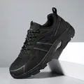 All-black breathable mesh hiking shoes with durable thick soles for men and women - EU 39 / Black
