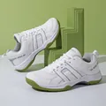 White and grass green non-slip volleyball shoes with breathable mesh and synthetic leather - 36 / Grayish White