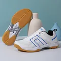 White and blue athletic court shoes featuring non-slip rubber soles for indoor sports - 36 / White Blue
