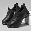 Black slip-on sneakers for women with air cushion sole and breathable knit collar - EU 36 / Black
