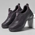 Women's air cushion slip-on sneakers in deep purple with textured faux leather finish - EU 36 / Purple