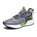 Men's mesh athletic running shoes in grey with breathable layers and cushioned sole - 39 / Gray