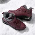 Dunkelrote Hochtopf-Schneestiefel mit Fleece-Futter und gedämpfter Sohle für Winter - EU 36 / Weinrot