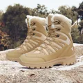 Men's khaki winter snow boots with warm faux fur lining and anti-slip rubber soles - EU 38 / Khaki