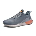 Men's breathable mesh sneakers in dark grey with orange honeycomb cushioning sole - Mesh Grey Orange (6601)