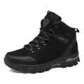 High-top outdoor hiking boots in black nubuck with durable non-slip rubber soles - 39 / High-Top Hiking Shoes (S8019) / Black