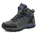 High-top outdoor hiking boots in dark grey and blue with anti-slip rubber outsoles - 39 / High-Top Hiking Shoes (S8019) / Dark Gray