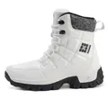 White high-top quilted snow boots with thick rubber soles and fleece lining for winter warmth - EU 36 / White