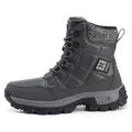 Waterproof grey high-top winter snow boots with warm fur lining and non-slip rubber soles - EU 36 / Gray