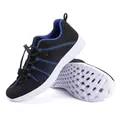 Lightweight black mesh breathable casual shoes with blue lining and quick-lace system - EU 36 / Black Blue