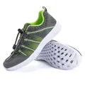 Grey breathable mesh water shoes with neon green accents and quick-lace bungee system - EU 36 / Dark Grey Green