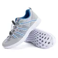 Light gray breathable mesh water shoes with blue lining and quick-lace elastic drawcord - EU 36 / Light Grey Blue