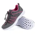 Scarpe da acqua in rete grigio e rosa con lacci elastici e suola vuota traspirante - Grigio Scuro Rosa