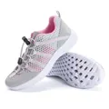 Scarpe da trekking traspiranti grigio chiaro e rosa con lacci a scatto e suola spessa - Grigio Chiaro Rosa