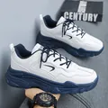 Fashionable white and navy platform sneakers for men with chunky non-slip soles - EU 39 / White Blue