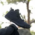 Minimalist black barefoot winter boots with thick fleece lining and durable rubber sole - EU 36 / Black