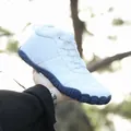 White high-top winter boots with fleece lining and navy anti-slip rubber soles - EU 36 / White