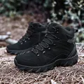 Black mid-cut tactical hiking boots with breathable mesh and rugged rubber outsole - EU 39 / Black