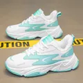 Winter chunky sneakers in white and blue with warm faux sheepskin lining and thick sole - EU 39 / Ice Blue White