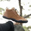 Brown fleece-lined outdoor hiking boots with anti-slip rubber soles and drawstring laces - EU 36 / Brown