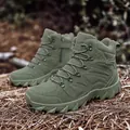 Olive green lightweight tactical combat boots with side zipper and rugged rubber soles - EU 39 / Army Green