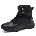 Black high-top tactical hiking boots with non-slip rubber soles for outdoor activities - 39 / Black